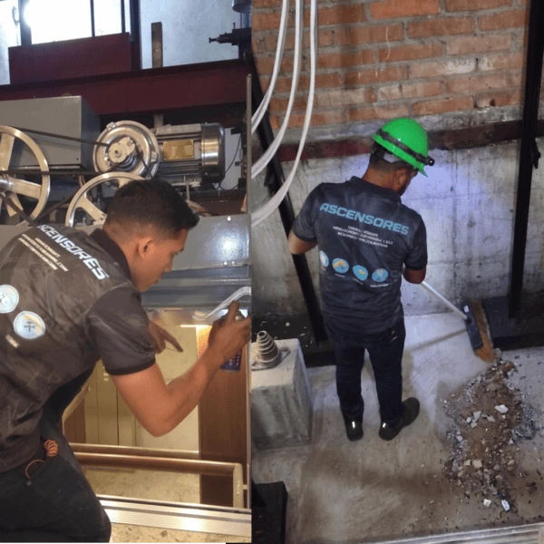 Inspeccion tecnica de fosa de ascensor y revision de cables de traccion